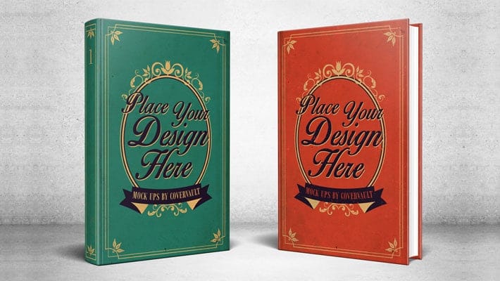 Two 6 x 9 Hardcovers Standing PSD Mockup