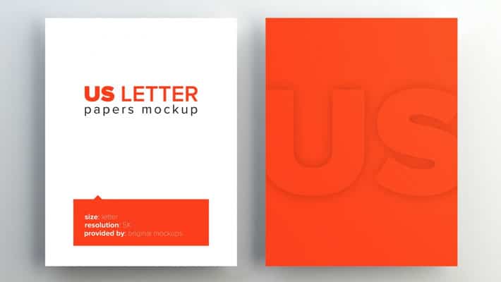US Letter Papers Mockup