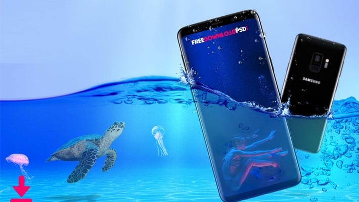 Underwater Samsung Galaxy S9 Mockup
