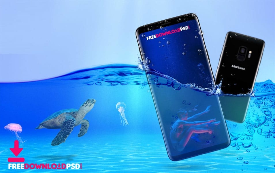 Underwater Samsung Galaxy S9 Mockup