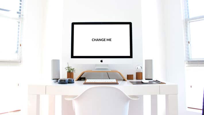 V2 Clean Minimalist Desk iMac Mockup