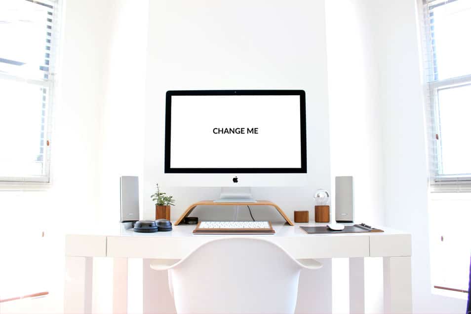 V2 Clean Minimalist Desk iMac Mockup