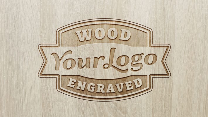 Wood Engraved Logo MockUp