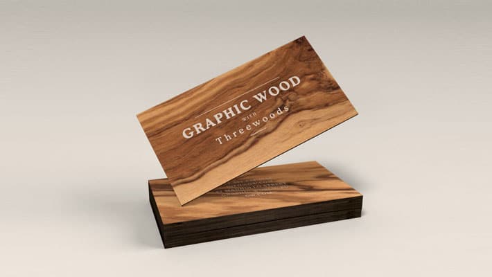 Wooden Business Cards MockUp