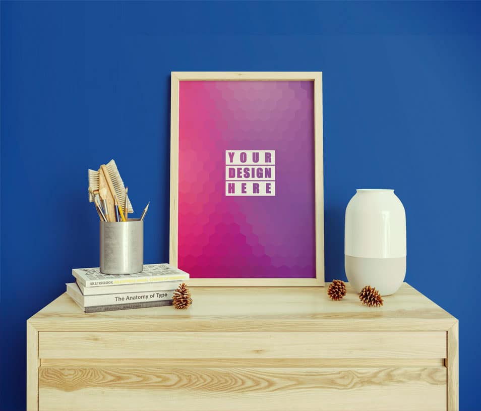 Wooden Photo Frame Free PSD Mockup