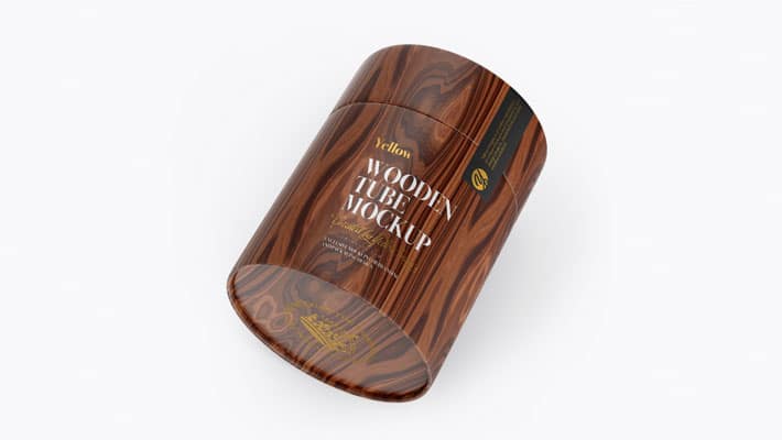 Wooden Tube Mockup - Half Side View