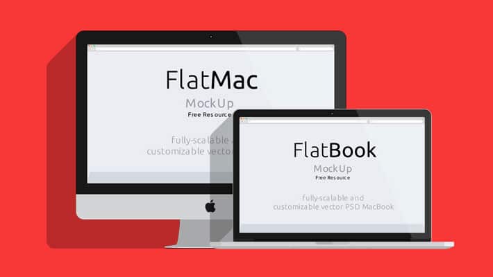 iMac & Macbook PSD Flat Mockup