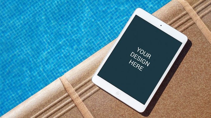 iPad Near Pool Mockup