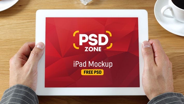 iPad in Hand Mockup Free PSD