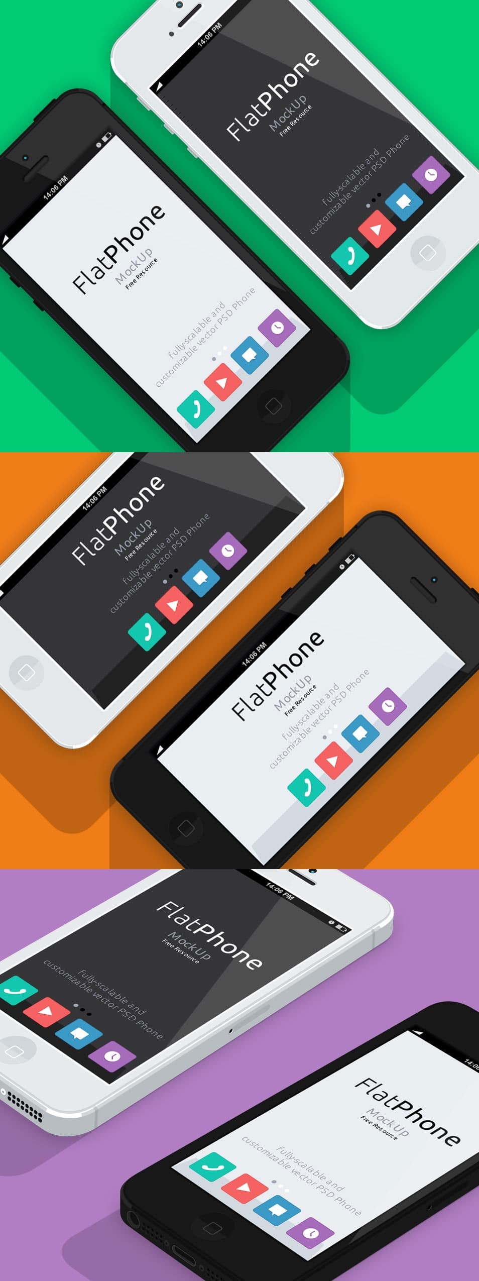 iPhone 5 PSD Flat Design Mockup