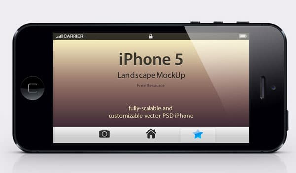 iPhone 5 PSD Landscape Mockup