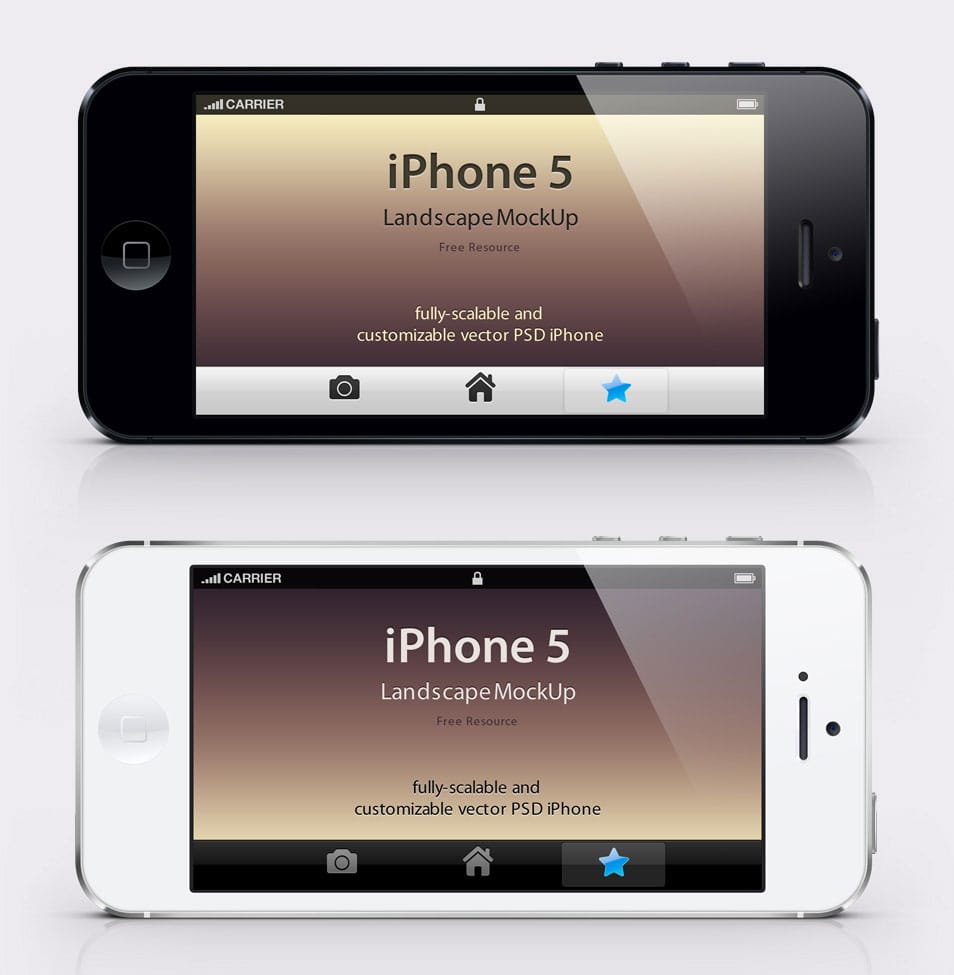 iPhone 5 PSD Landscape Mockup