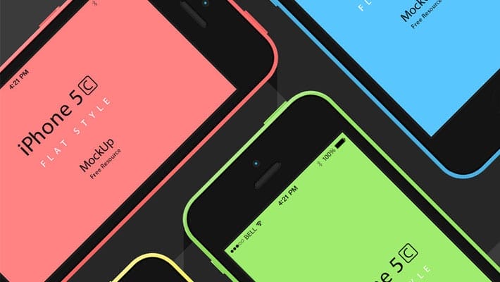 iPhone 5C Flat Design Mockup