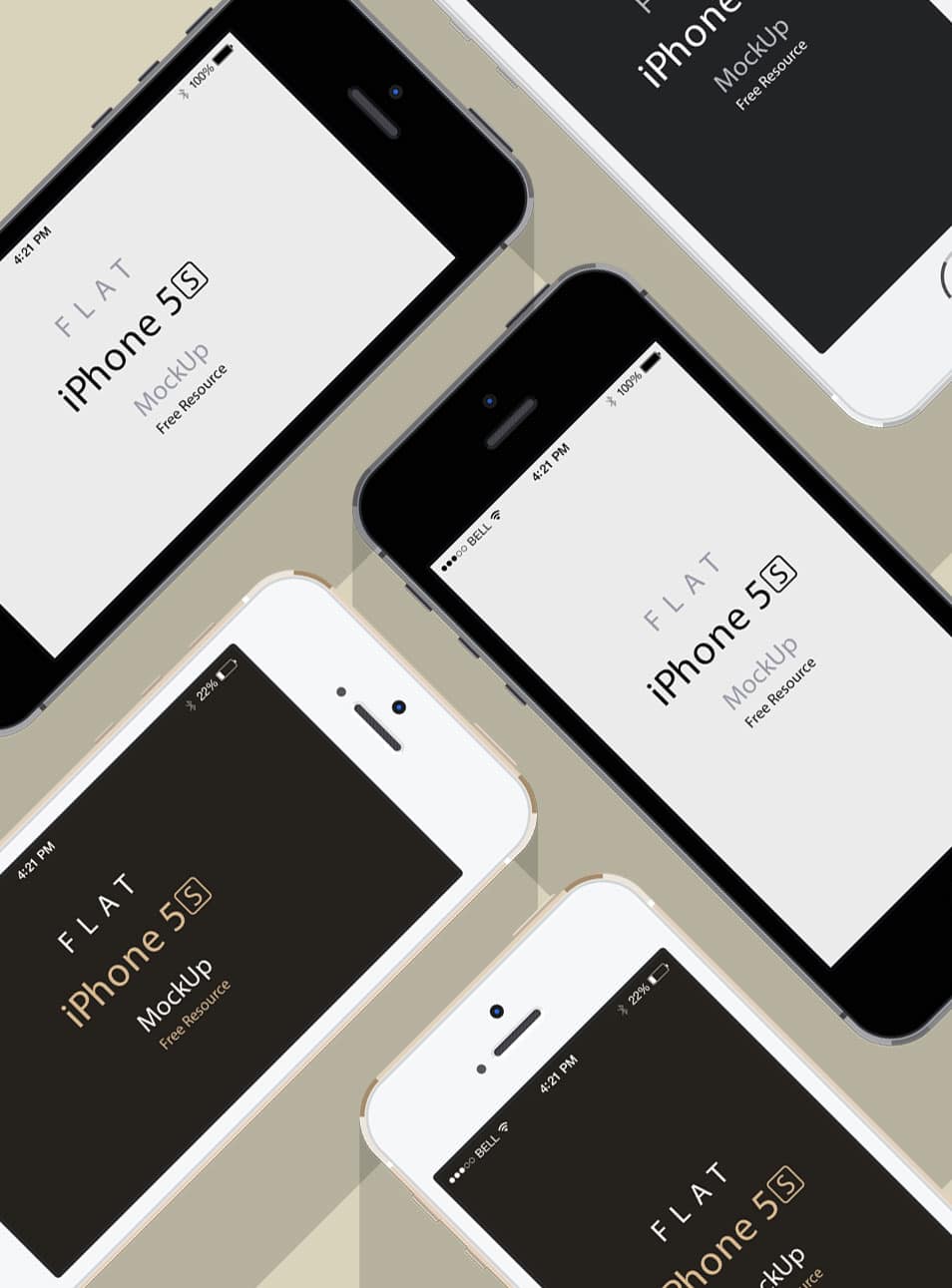 iPhone 5S PSD Flat Design Mockup