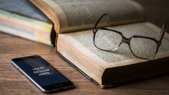 iPhone 6 with Book Mockup