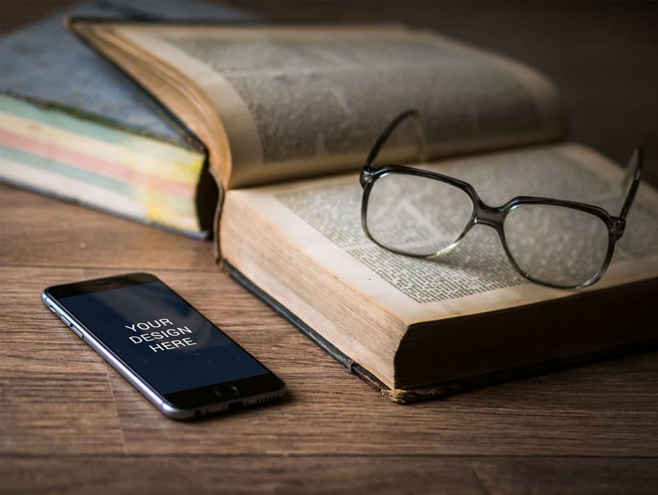 iPhone 6 with Book Mockup