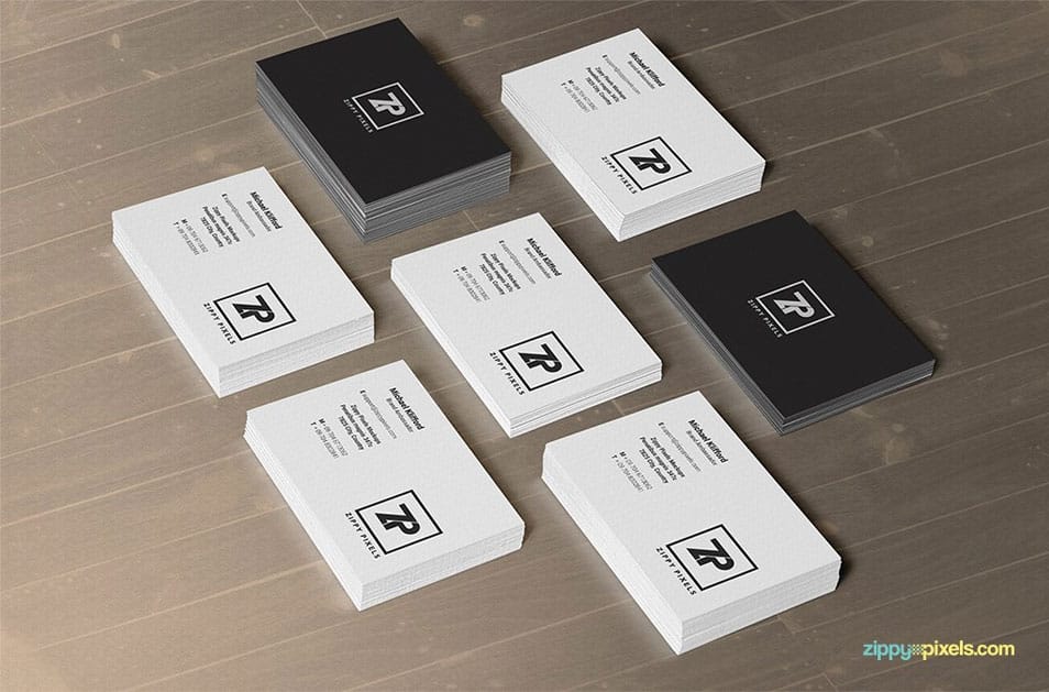 2 Free PSD Business Card Mockups In Stacks