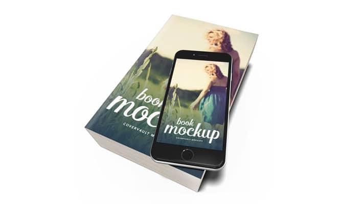 5 x 8 Paperback Book with iPhone Mockup