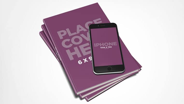 6 x 9 Hardcover Book Stack with iPhone 6 Mockup