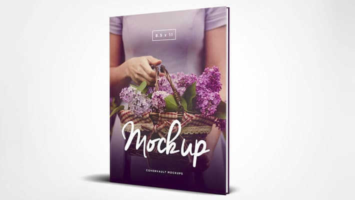 8.5 x 11 Standing Hardcover Book Mockup