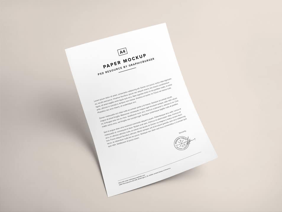 A4 Paper PSD MockUp