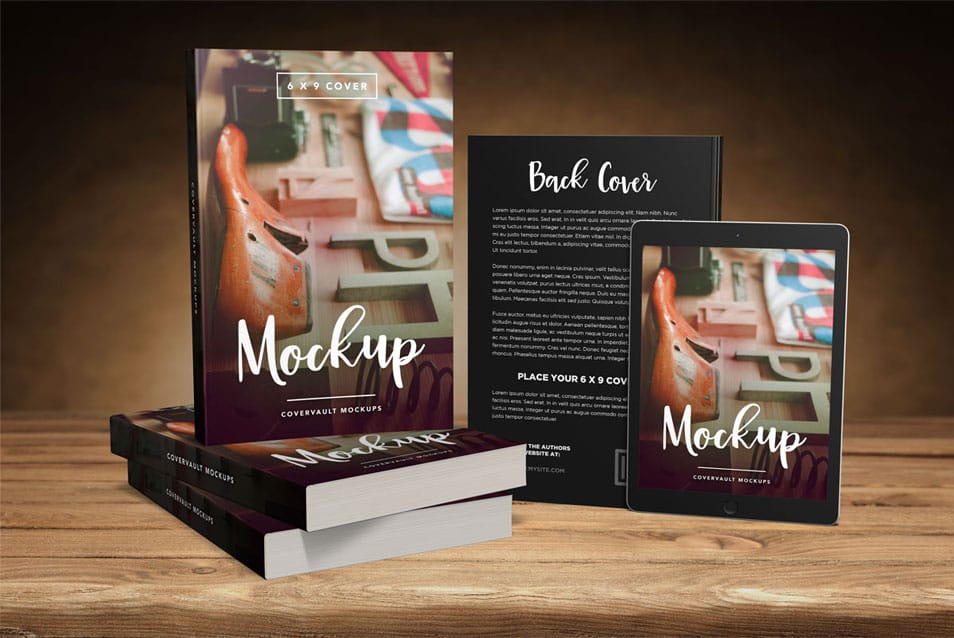 Big 6 x 9 Book Promo Mockup with Tablet