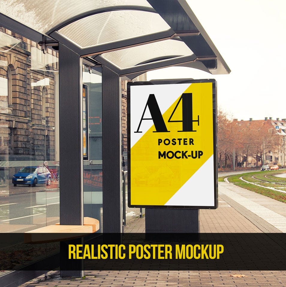 Bus Stop Advertising Area Poster Mockup