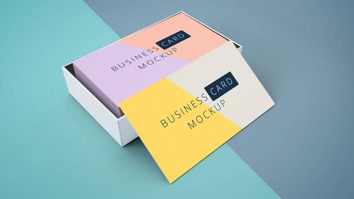 Business Card Mockup In Cardboard Box