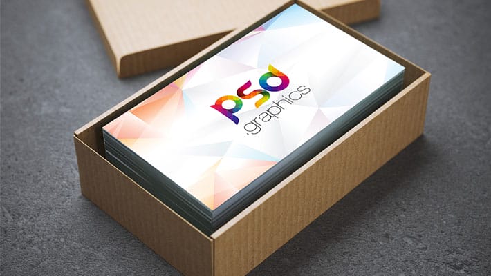 Business Card in Cardboard Box Mockup Free PSD