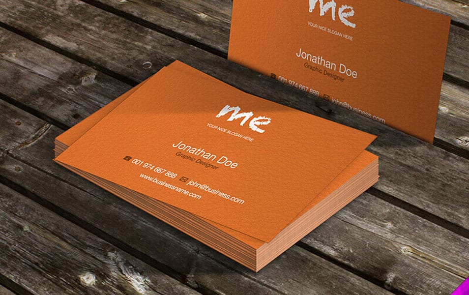 Business Cards on Table Mockup