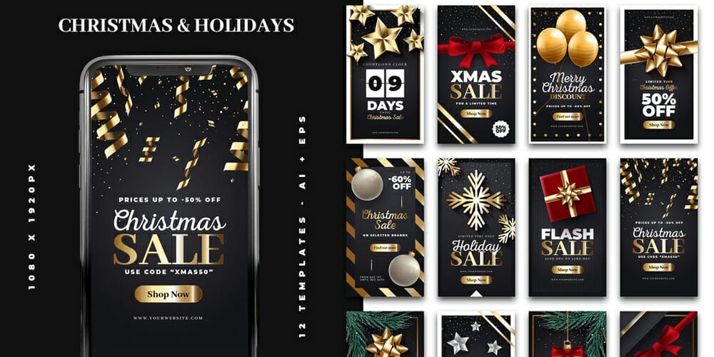 Christmas and Holiday Instagram Story Templates