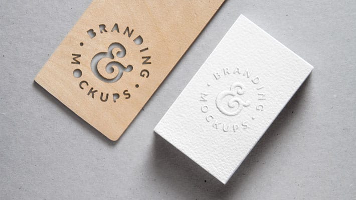 Cutout Wood & Embossed B-Card MockUp
