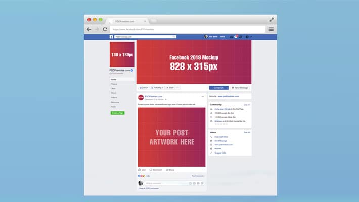 Facebook 2018 Mockup Template PSD