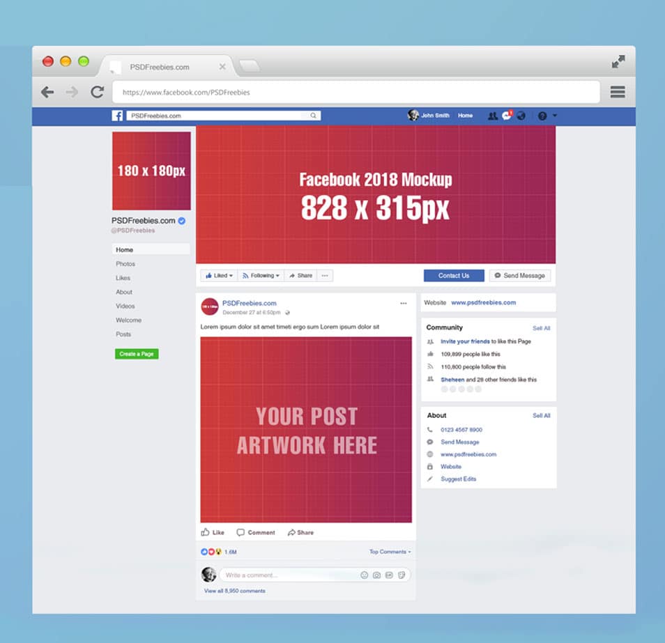 Facebook 2018 Mockup Template PSD