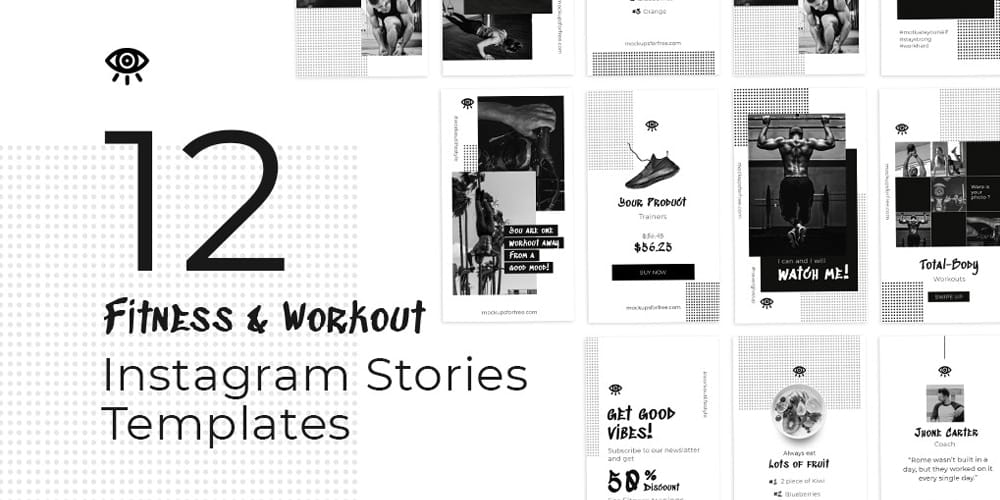 Fitness and Workout Instagram Stories Template PSD