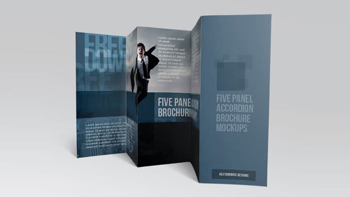 Five Panel Accordion Brochure Mockups