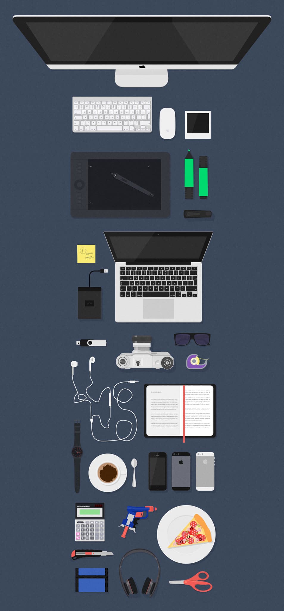 Flat MockUps Desk Items