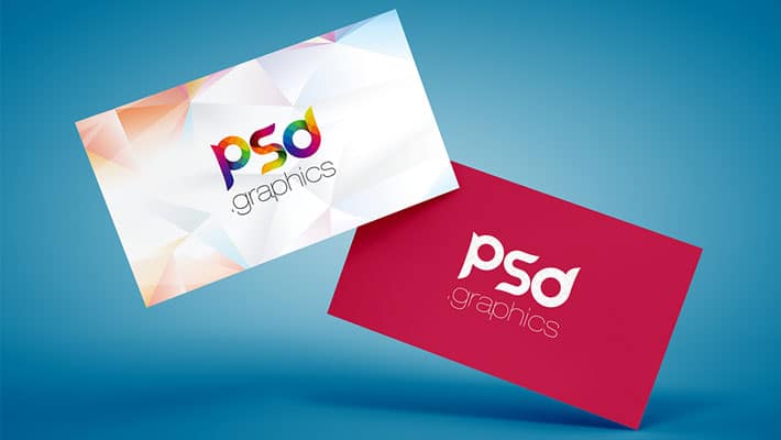 Floating Business Card Mockup Free PSD