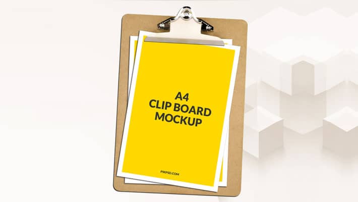 Free A4 Clipboard Mockup PSD