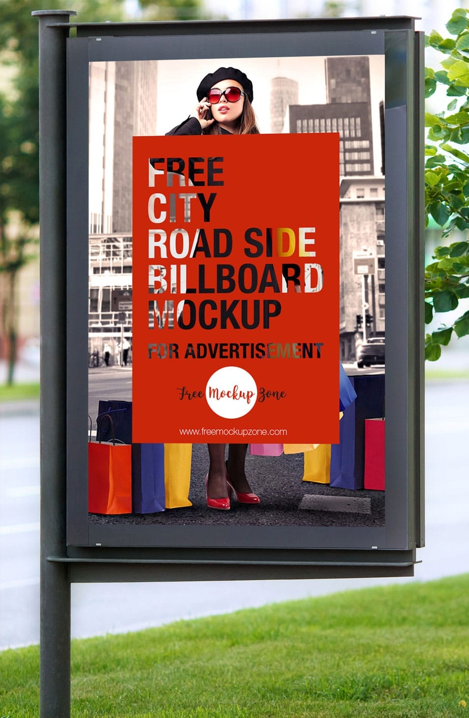 Free City Road Side Billboard Mockup