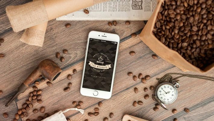 Free Coffee Branding iPhone 6 Mockup