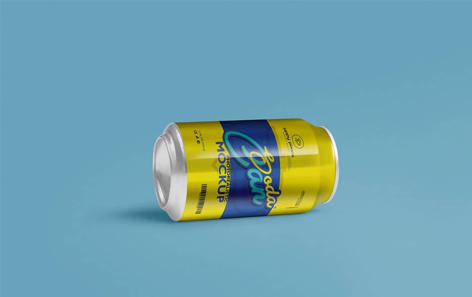 Free Cool Soft Drink Can Mockup PSD