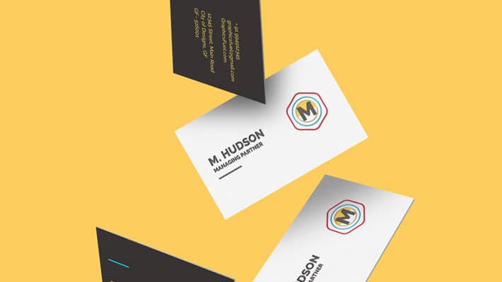 Free Falling Business Cards Mockup