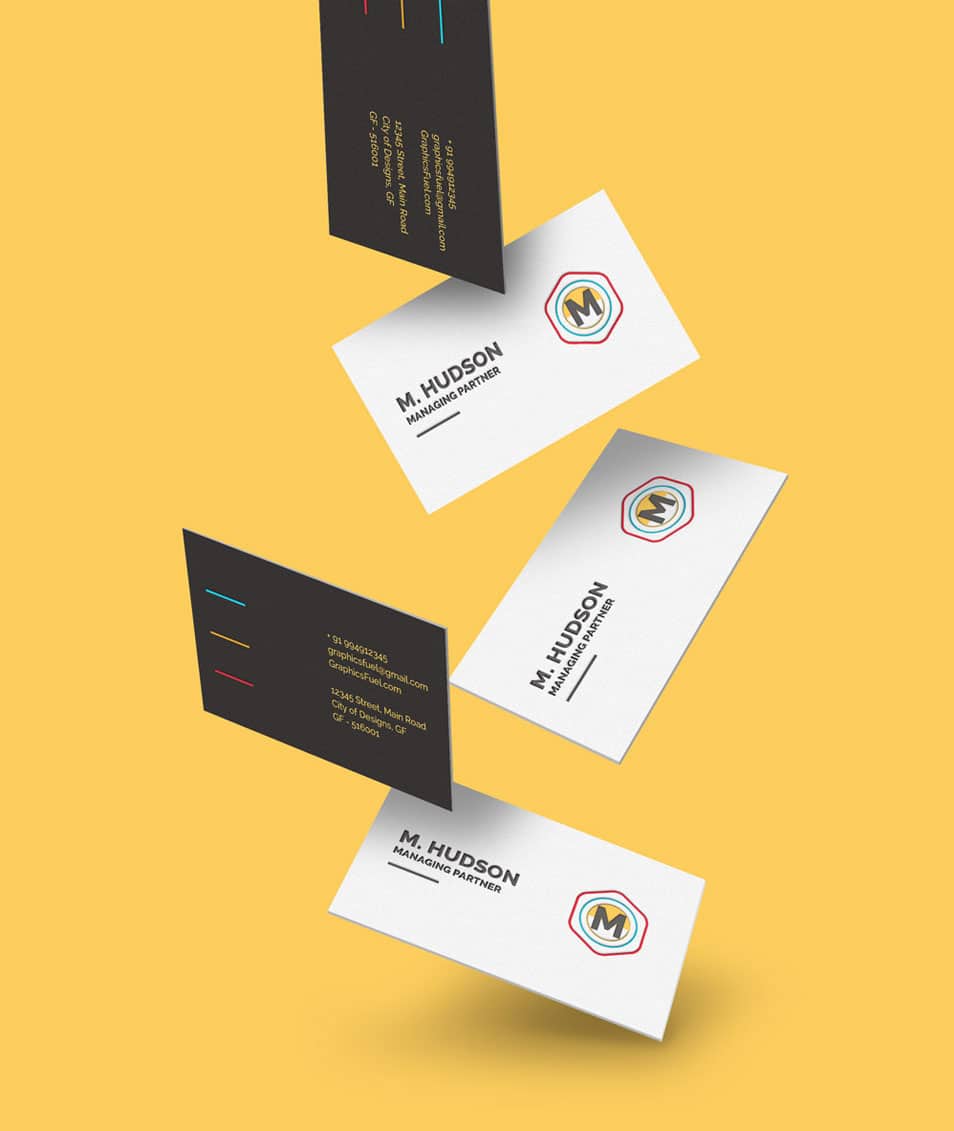 Free Falling Business Cards Mockup