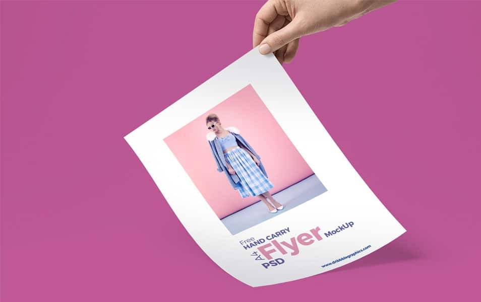 Free Hand Carry A4 Flyer MockUp PSD