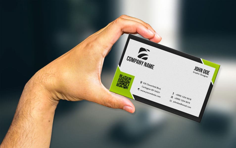 Free Hand Holding Business Card Mockup PSD