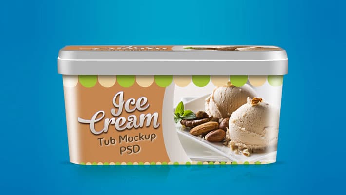 Free Ice Cream Tub Packaging Design Mockup Template