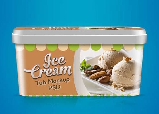 Free Ice Cream Tub Packaging Design Mockup Template