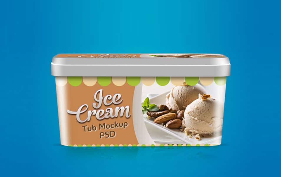Free Ice Cream Tub Packaging Design Mockup Template
