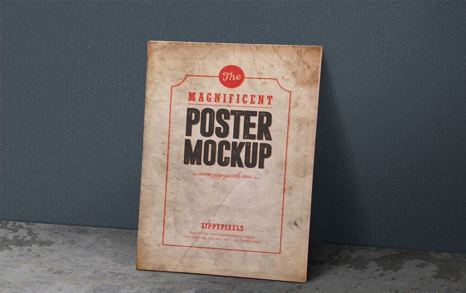 Free Magnificent Vintage Poster Mockup PSDs